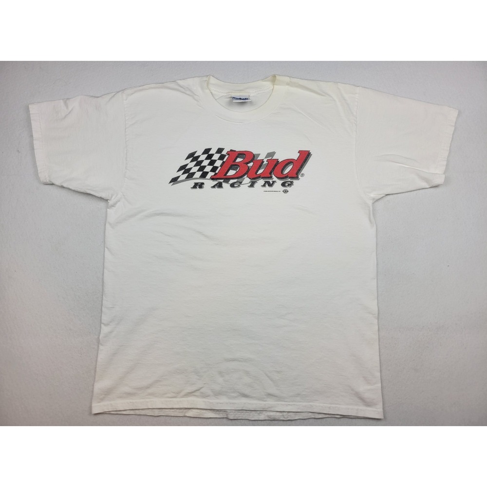 Vintage 1996 Budweiser Anheuser Busch Bud Racing 90s USA Checkered Flag Shirt XL